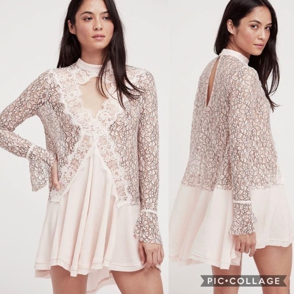 Free People Tops - Free People Lace Secret Tunic Mini Dress